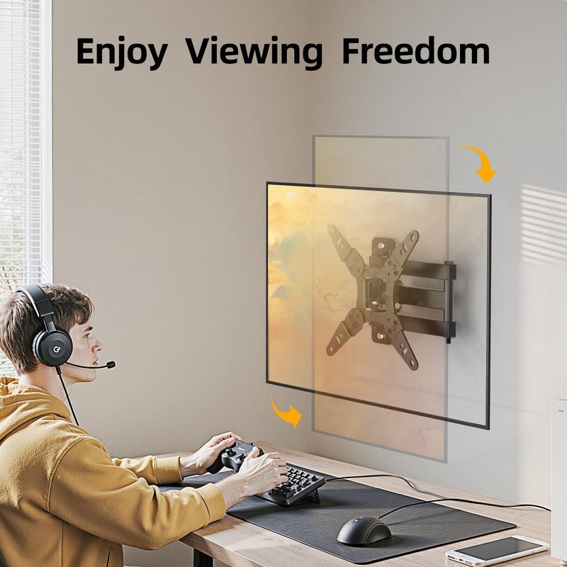 IWORKBOARD 32+ 40 inch Full Motion TV Wall Mount for 13-43" TVs & Monitor, 360° Rotating Small TV Mount Bracket, Articulating Swivel Tilting Extension, Max VESA 200x200mm, Single Studs, 55 lbs - Image 3